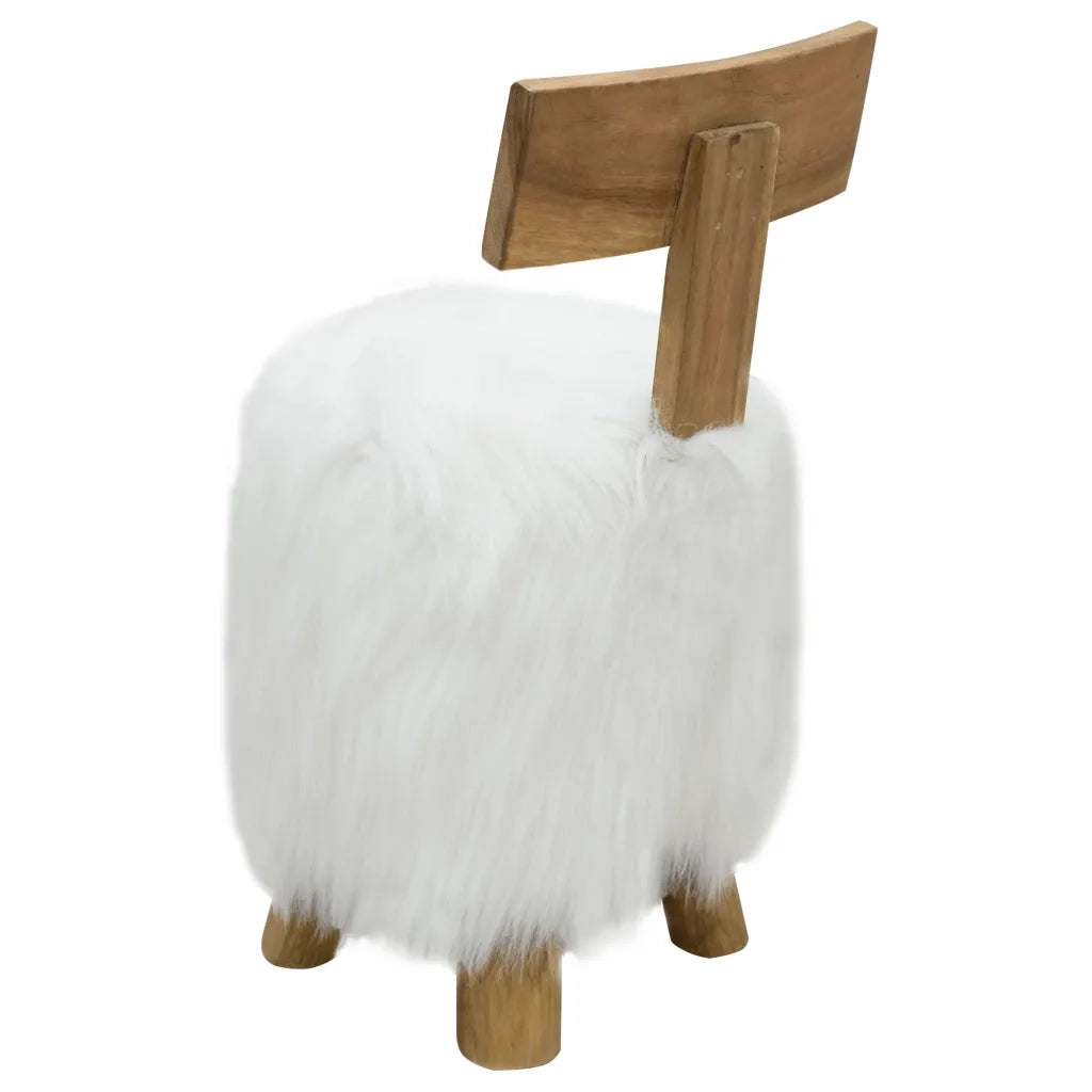 Sgabello Bianco in Legno Massello di Teak 285207