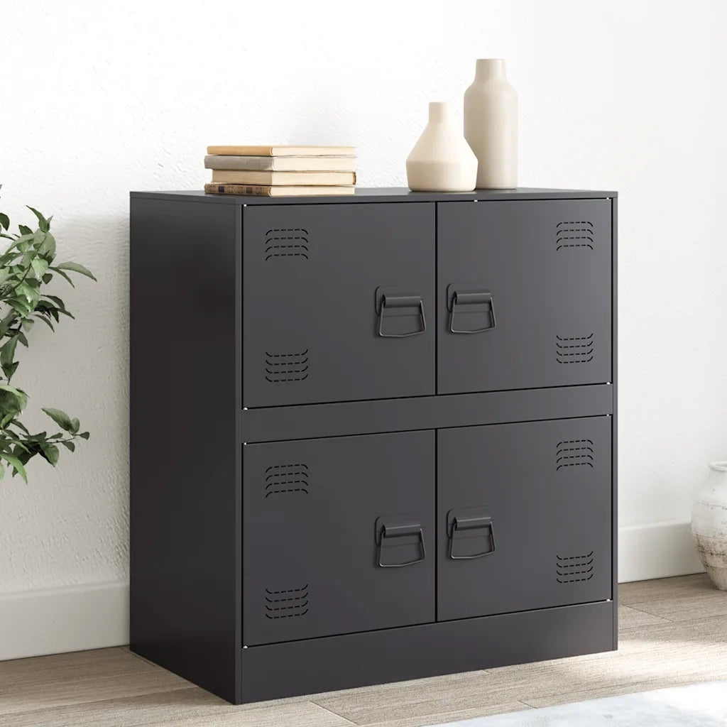 Credenza | Madia | Buffet da pranzo | Armadio da pranzo Nera 67x39x73 cm in Acciaio