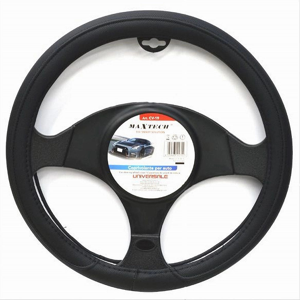 Trade Shop - Coprivolante Universale Auto Copertura Fodera Protezione Sterzo 38cm Nero Cv-19 -