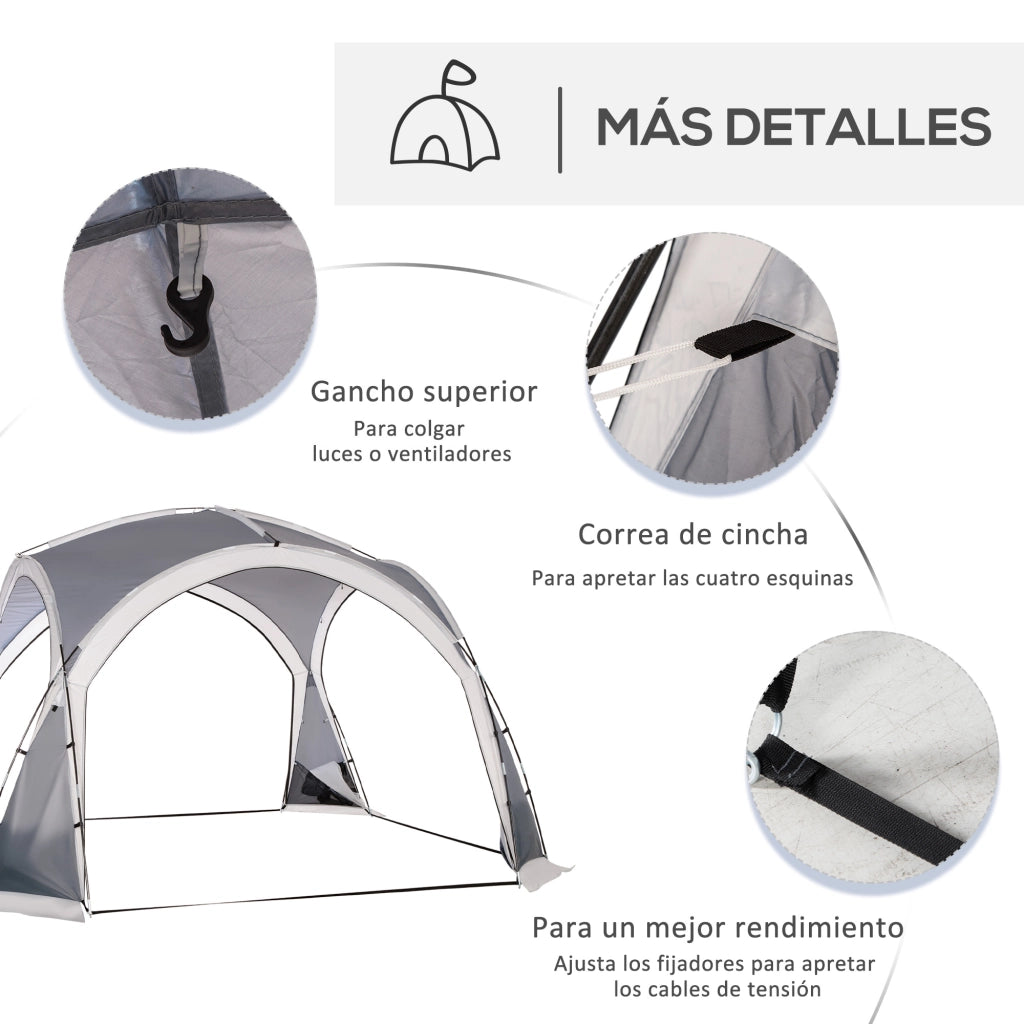 Tenda da campeggio per 6-8 persone ¨C zephmum ¨C 350x350x230 cm grigio e bianco