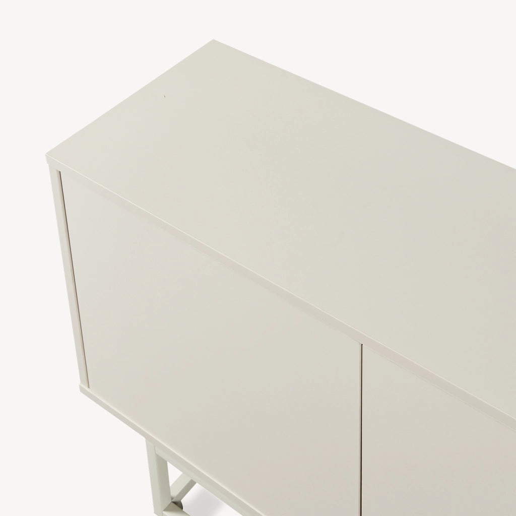 Armadietto Boxholm Credenza Bassa con 4 Ante Push-Open 180x30x56 cm Avena Oatmeal [en.casa]