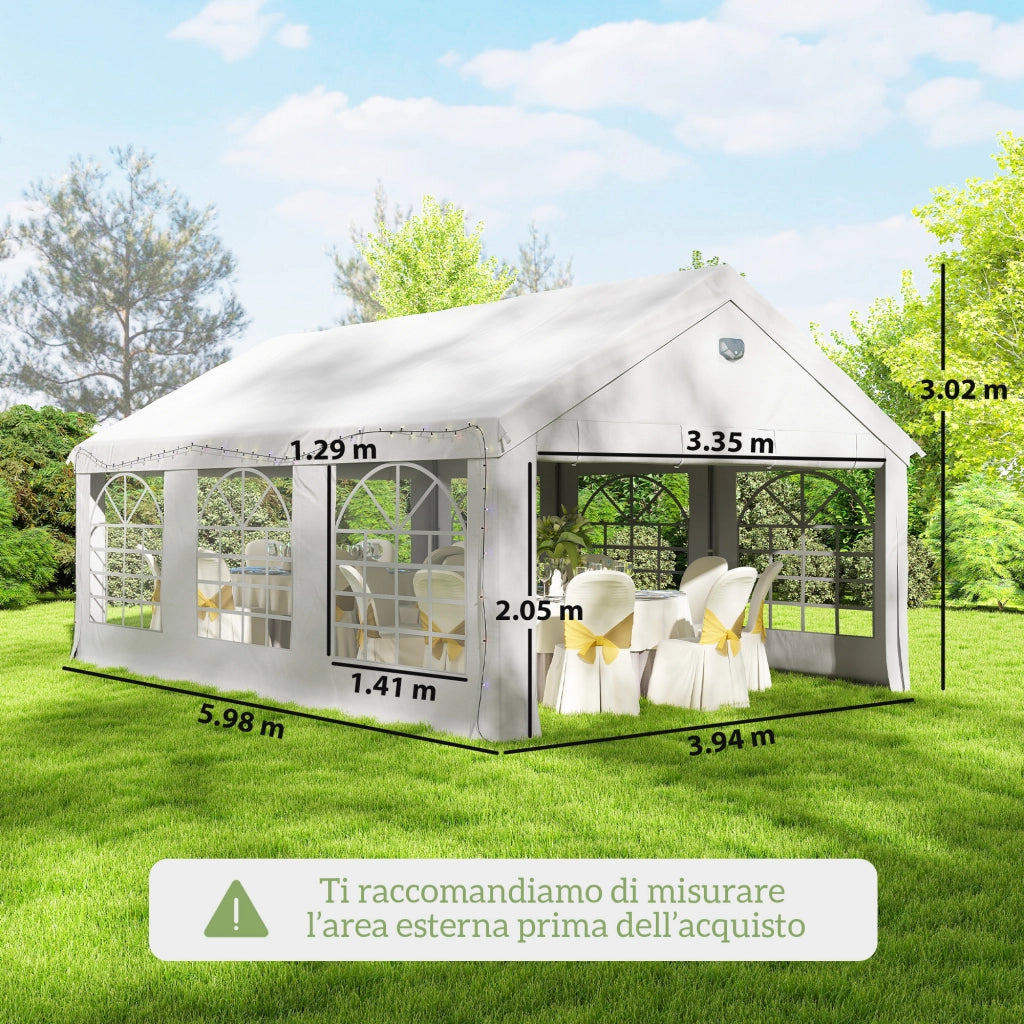Tendone da Giardino 4x6 m ¨C zephmum ¨C Bianco, Acciaio, PE, 4 Pareti Laterali