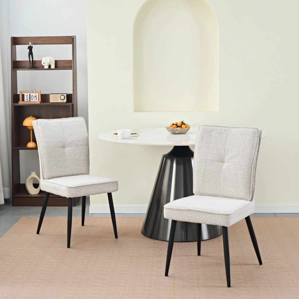 SEDIA Set da 2 pezzi 74x46x60 cm Bianco crema in ciniglia e metallo