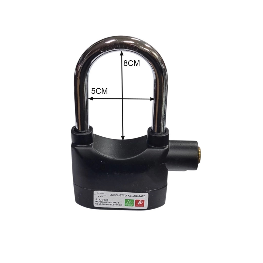 ALLARME BLOCCADISCO ANTIFURTO SONORO MOTO SCOOTER LUCCHETTO 110DBA 70MM ALL7033L