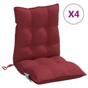 Cuscini per Sedia Schienale Basso 4 pz | Cuscini per sedie Rosso Vino Tessuto Oxford
