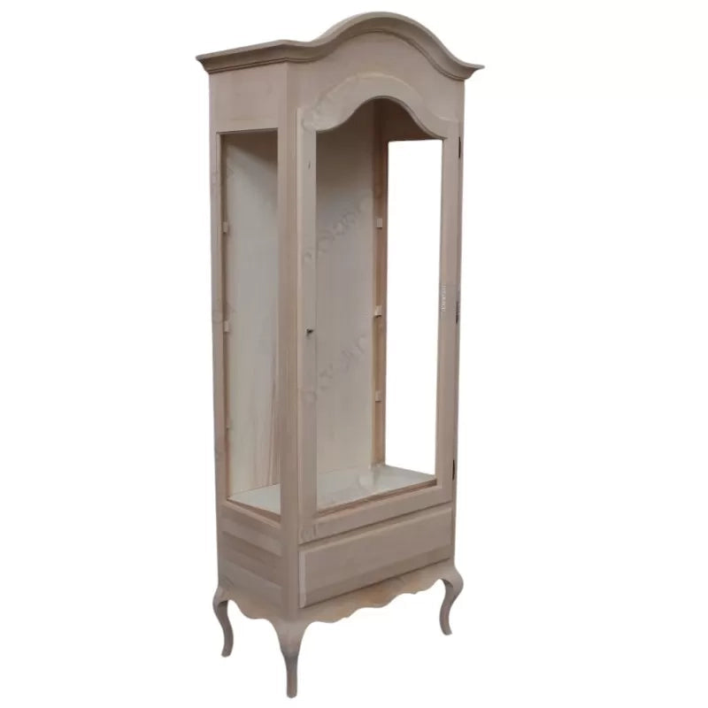 Vetrina classica 1 anta grezza in legno l.80 p.45 h.196 (102) - Mobili 2G
