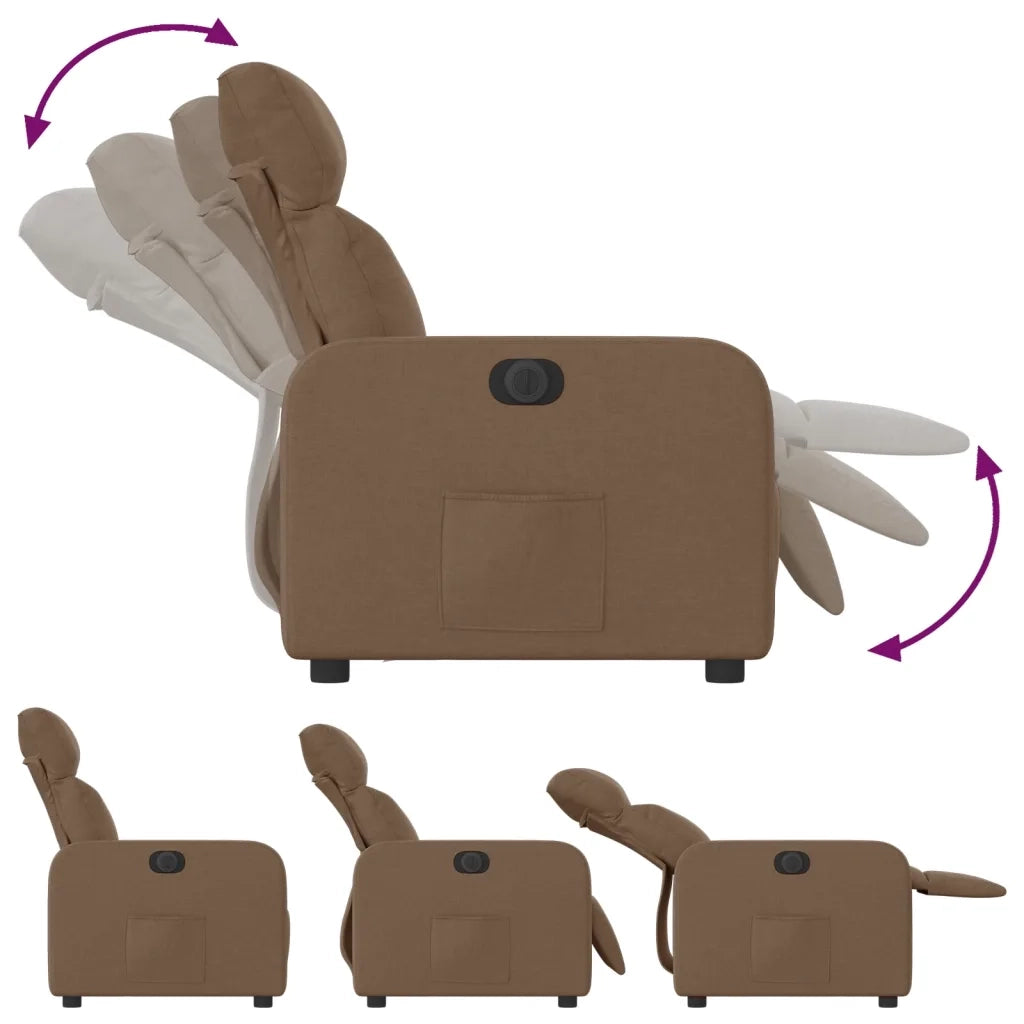 Poltrona | Sedia Relax Elettrica Reclinabile Marrone in Tessuto