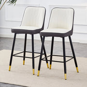 Sgabelli da bar, 2 pezzi in PU bianco e grigio scuro con schienale ergonomico, poggiapiedi e telaio nero