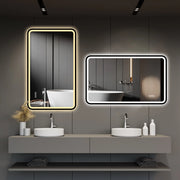 Specchio bagno LED 60x100 cm, nero, antiappannamento, 3 luci, dimmerabile