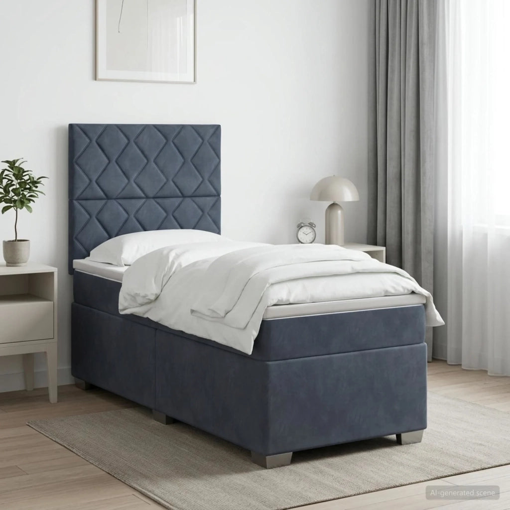 Letto box spring con materasso Grigio Scuro 90 x 190 cm Velluto 3455019