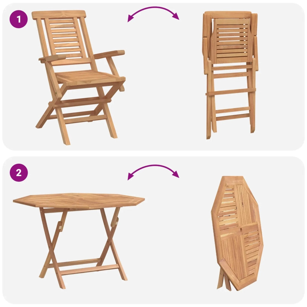 Set da Giardino 5 pz Marrone Legno di teak solido 3437360