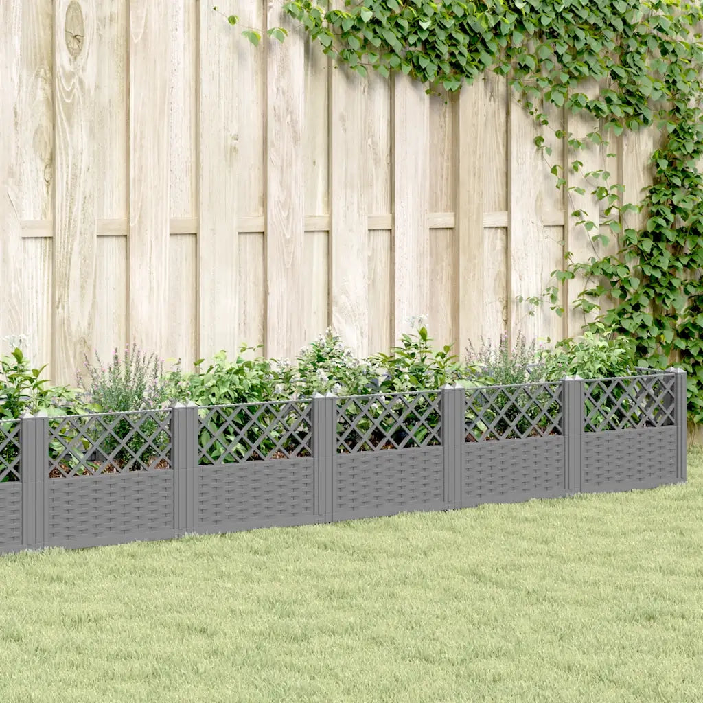 Fioriera | Cassetta per fiori | Vaso Giardino Picchetti Grigio Chiaro 363,5x43,5x43,5 cm PP