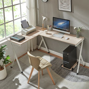 Scrivania Angolare Tarielarg con Supporto per Computer 158x120x75 cm Effetto Rovere [en.casa]