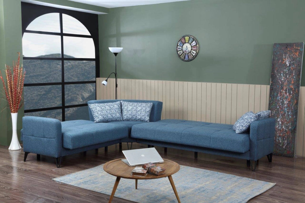 Apo, Divano Letto con Penisola Contenitore, 234x302 cm Nero