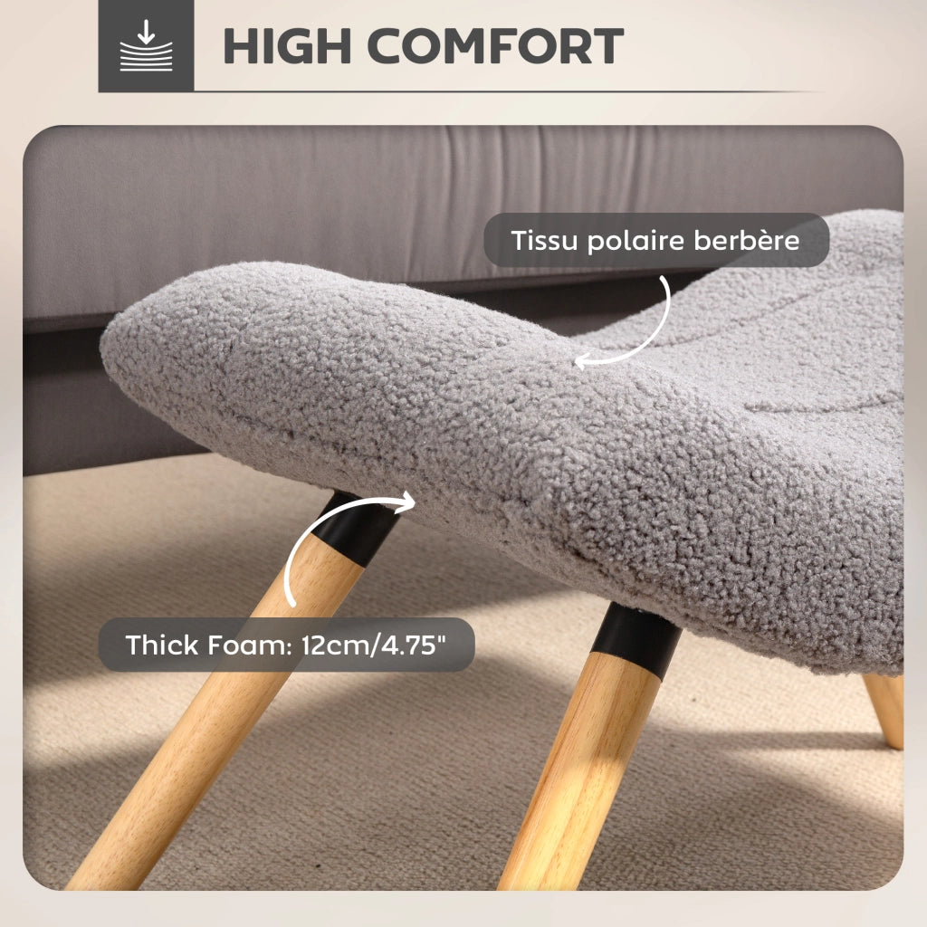 Pouf ¨C zephmum ¨C Grigio, Tessuto, Poggiapiedi, Piede in Legno