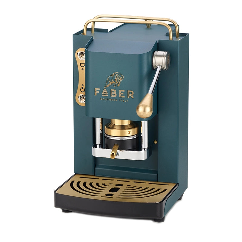 FABER PRO DELUXE VERDE INGLESE - MACCHINA PER CAFFE'' - PRESSACIALDA IN OTTONE - ELETTROVALVOLA E TERMOSTATO 95 - TELAIO IN ACCIAIO