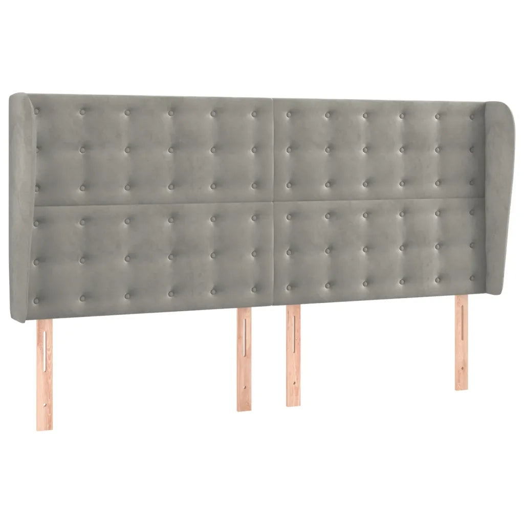 Testiera ad Orecchio Grigio Chiaro 163x23x118/128 cm in Velluto 3118444