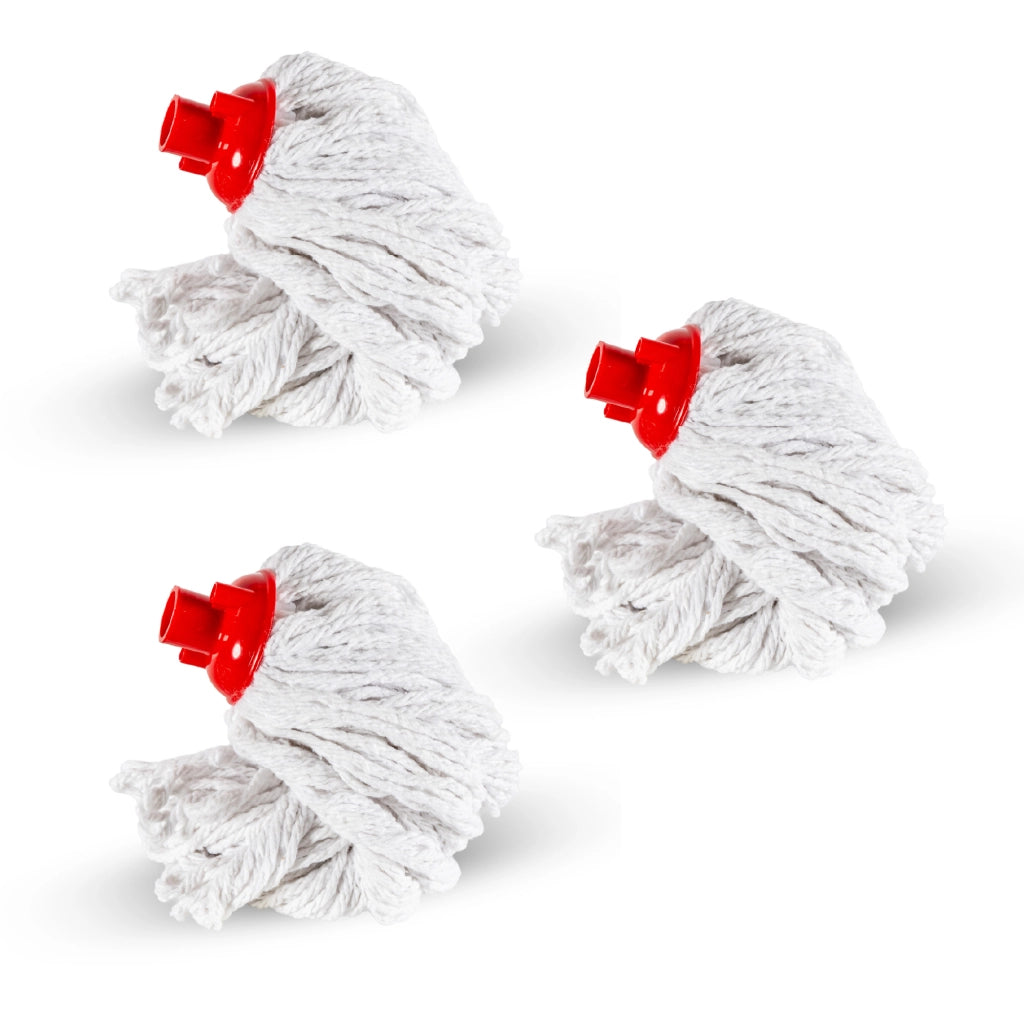 Set 3 Ricambi Mocio Universali 300 g in Cotone Candido a Filo Continuo – Prodotto Italiano, Testina Ricambio Super Assorbente, Attacco Universale, Lavabile fino a 60°C