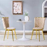 SEDIA Imbottita 62x58x51 cm in Velluto Beige con Gambe in Metallo