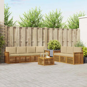Set divani 8 pcs Naturale e Beige Legno di Acacia Massello 3374488
