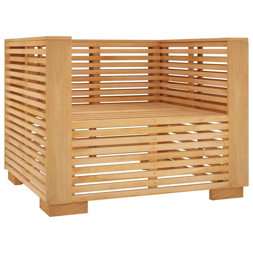 Divano da esterno-Divano da Giardino con Cuscini Crema in Legno Massello di Teak