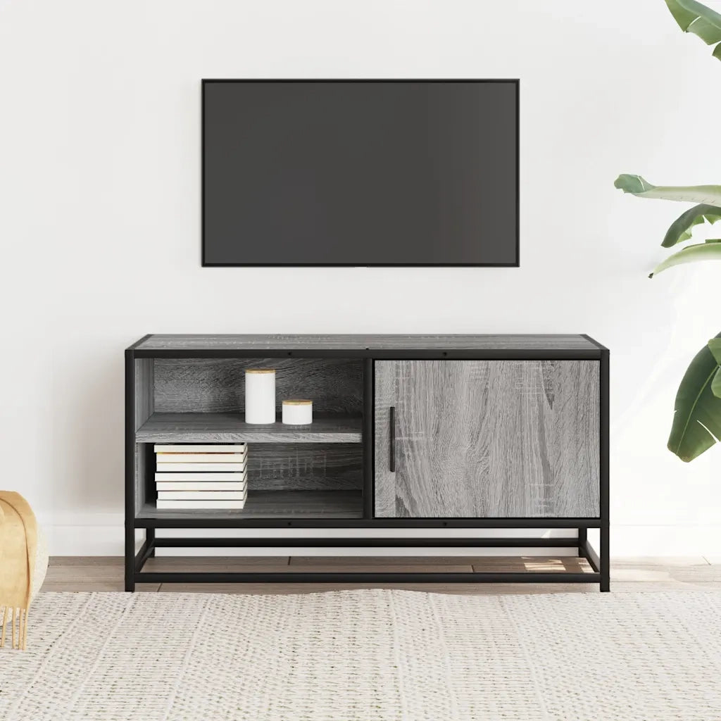 Mobile TV Grigio Sonoma 80x34,5x40 cm Legno Multistrato Metallo 848822
