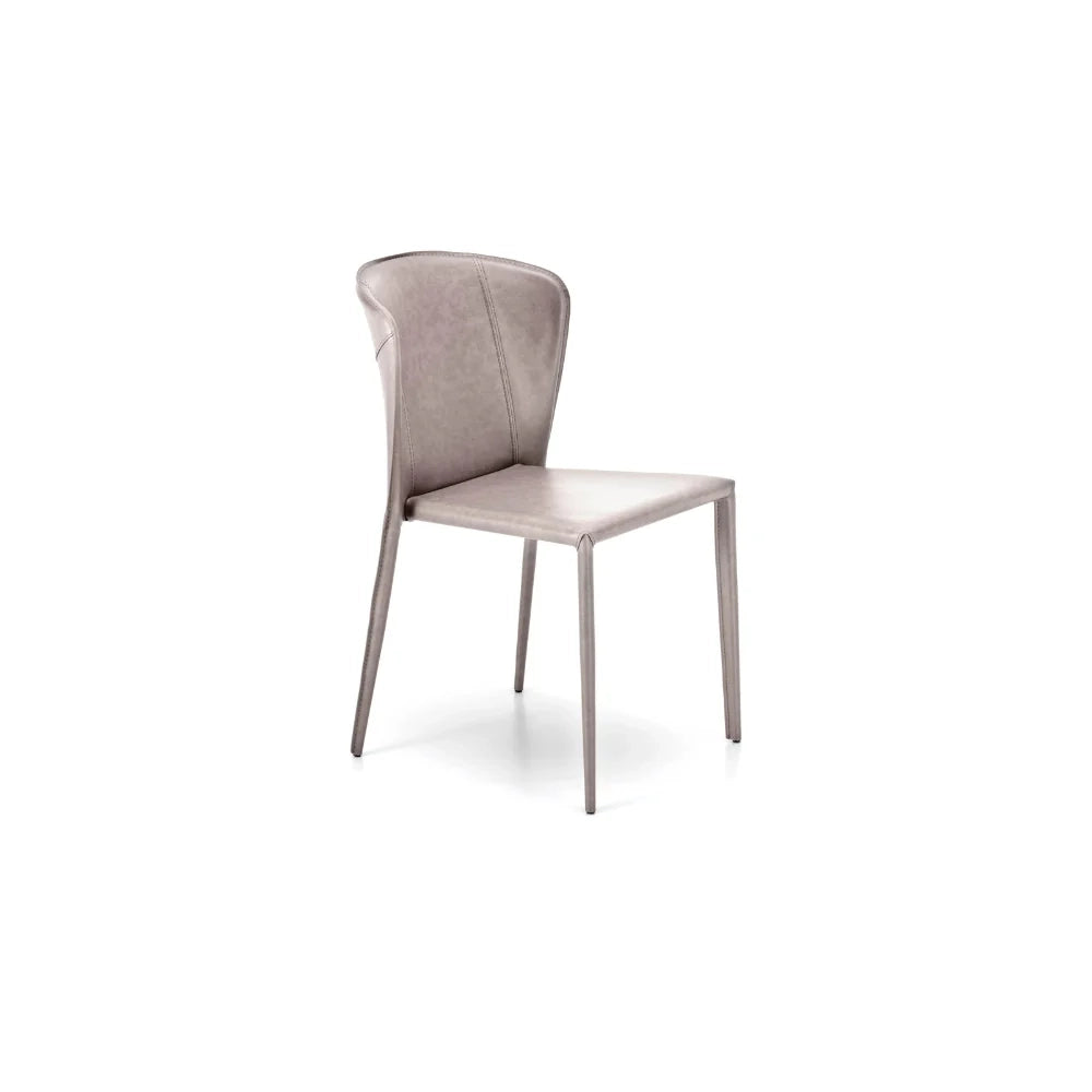 Set di 4 sedie da pranzo imbottite in similcuoio grigio chiaro Selene impilabili e con struttura in metallo facili da pulire | Duzzle