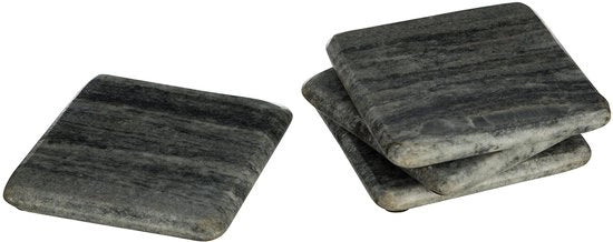 Set di piatti di marmo grigio da 4, marmo, 10x10x1