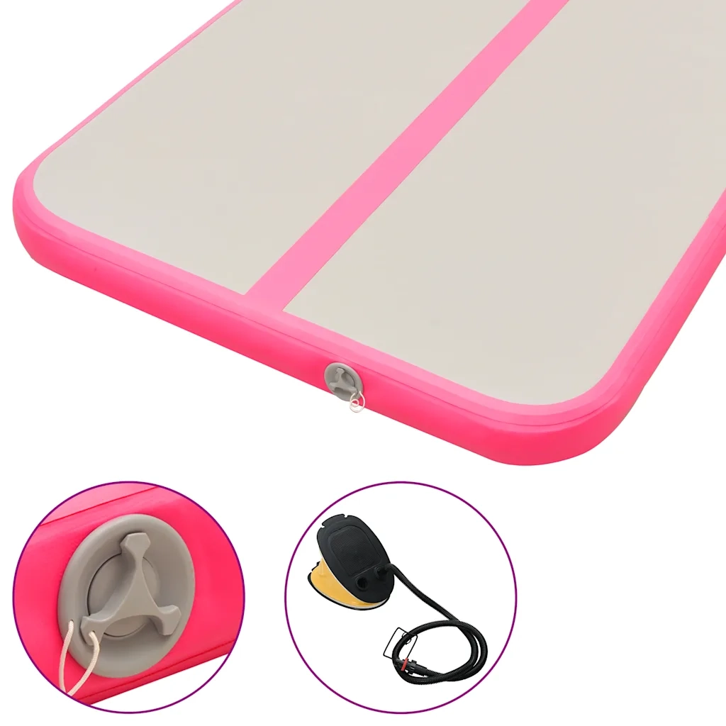 Tappetino Ginnastica Gonfiabile con Pompa 500x100x10cm PVC Rosa 91918