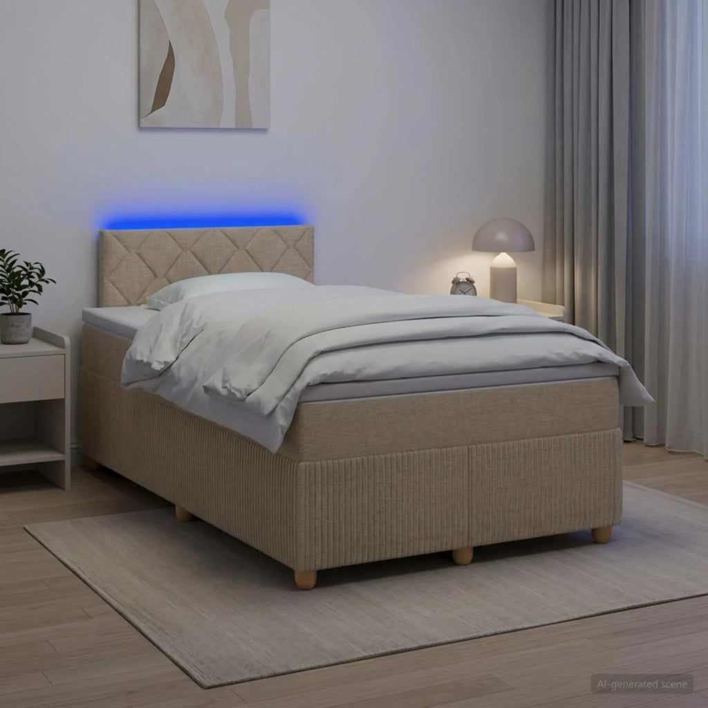 Letto box spring con materasso Crema 120 x 190 cm Tessuto 3452895