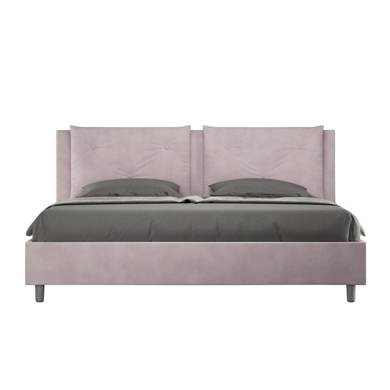 Letto imbottito Matrimoniale 190x190 cm Appia - Con rete,Glicine,Microfibra