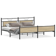 Letto matrimoniale | Letto per adulti | Giroletto senza Materaso in Metallo Rovere Sonoma 193x201 cm