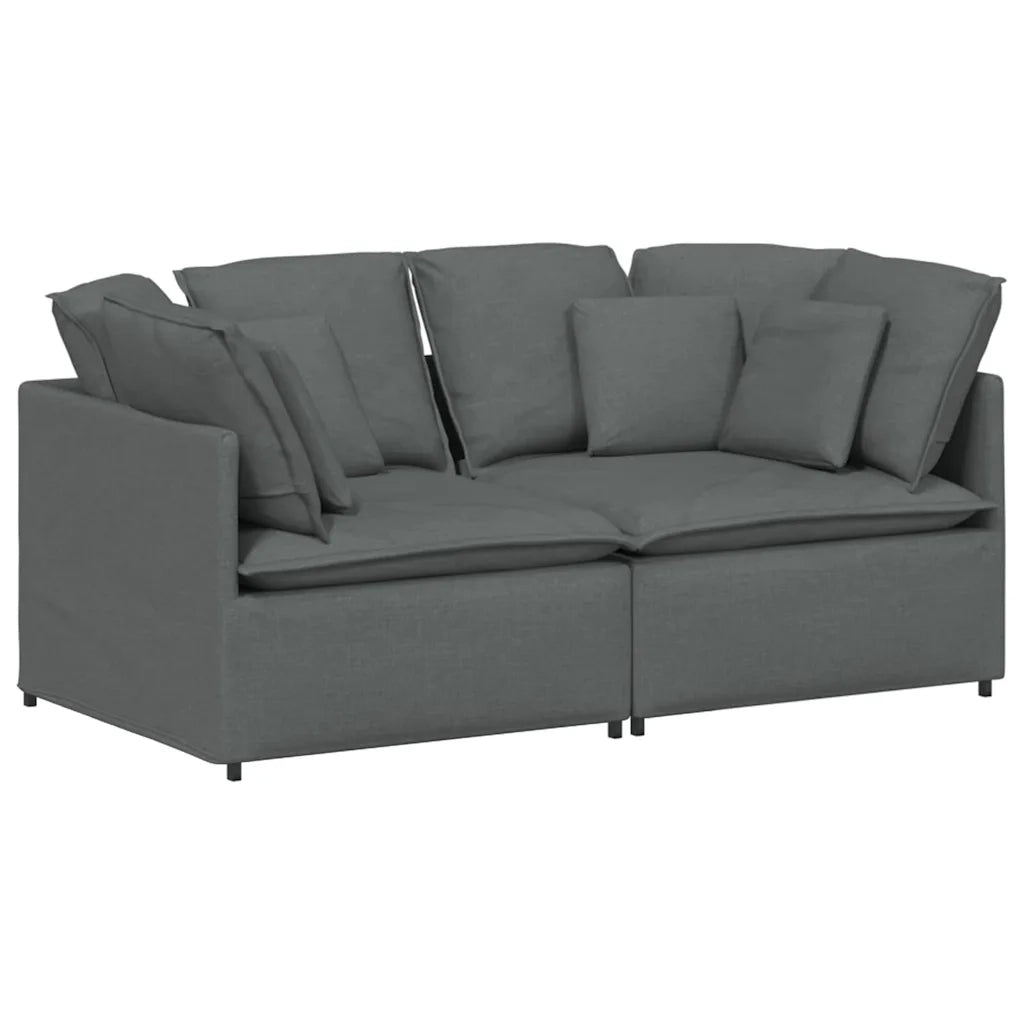 Divano Modulare con Cuscini in Tessuto Grigio Scuro 3321238