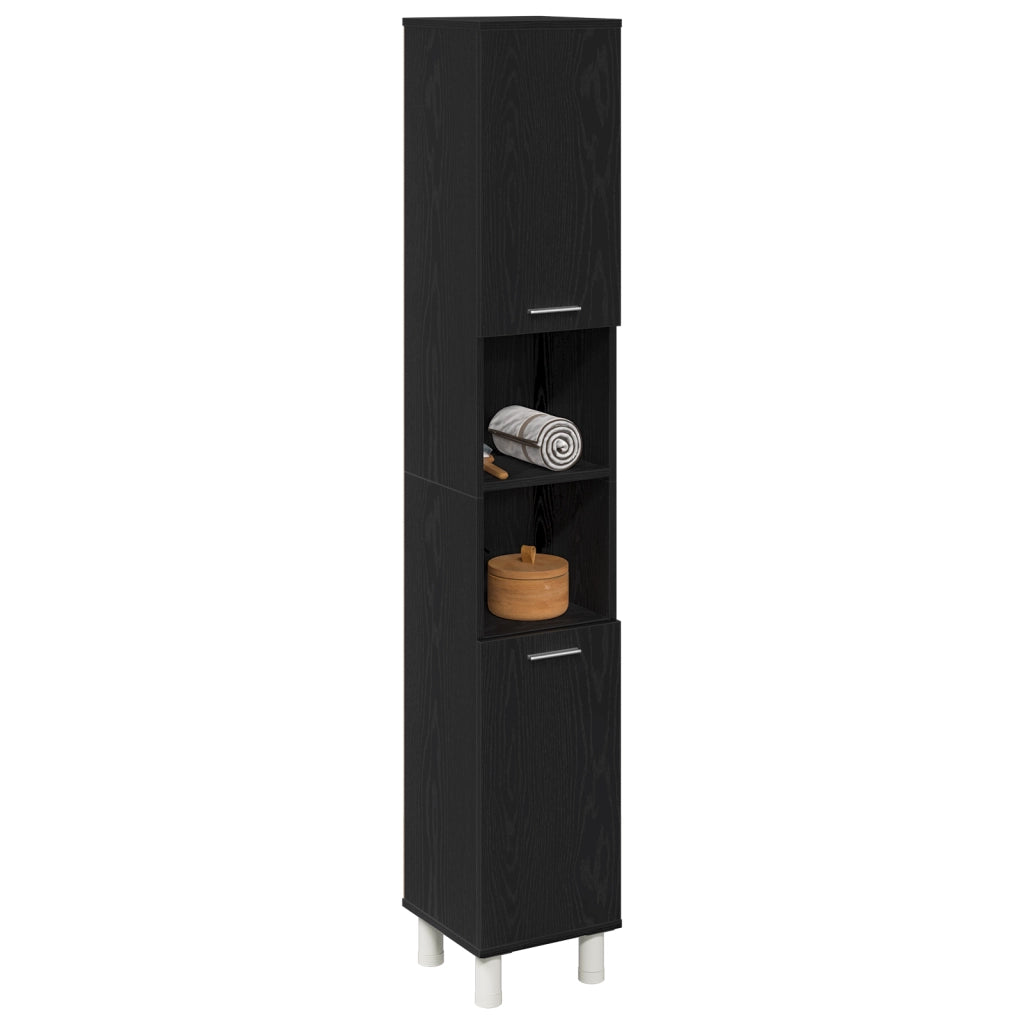 Mobile da bagno  Nero Rovere 30x30x179 cm in legno ingegnerizzato
