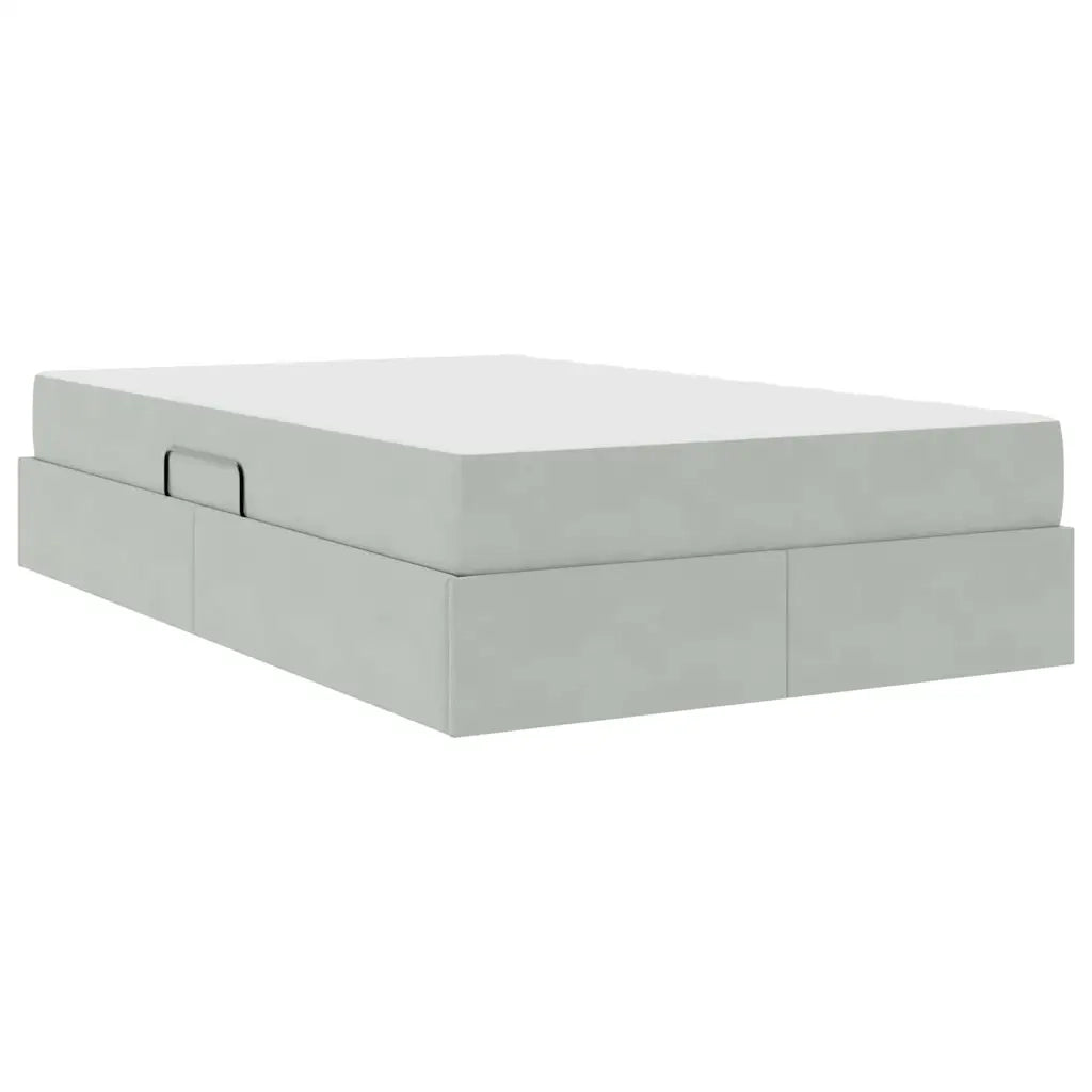 Letto con contenitore e materasso Grigio chiaro 120 x 200 cm