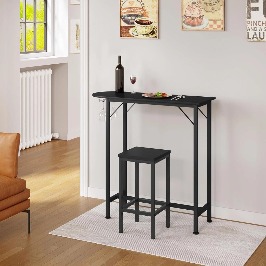 Set di 4 Sgabelli da Bar Industriali con Poggiapiedi, Sgabelli da Cucina senza Schienale, Sedie Alte per Penisola Cucina, Sedile in Truciolato e Telaio in Metallo, 33x33x65cm, nero, 1060BY-4