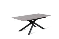 E-STYLO Tavolo allungabile con top marmo antracite in melaminico e base in metallo nero, 90cm X 140/ 190cm H. 76cm.