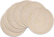 Set di 6 placemats in cotone beige a forma rotonda intrecciata - lavabile e resistente al calore - 38 cm per tavolo da pranzo, cucina, matrimonio e festa.