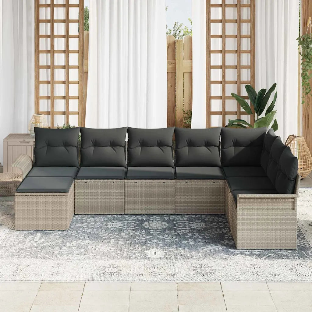 Set Divano da Giardino 8 pcs Grigio chiaro Poly Rattan 3354151