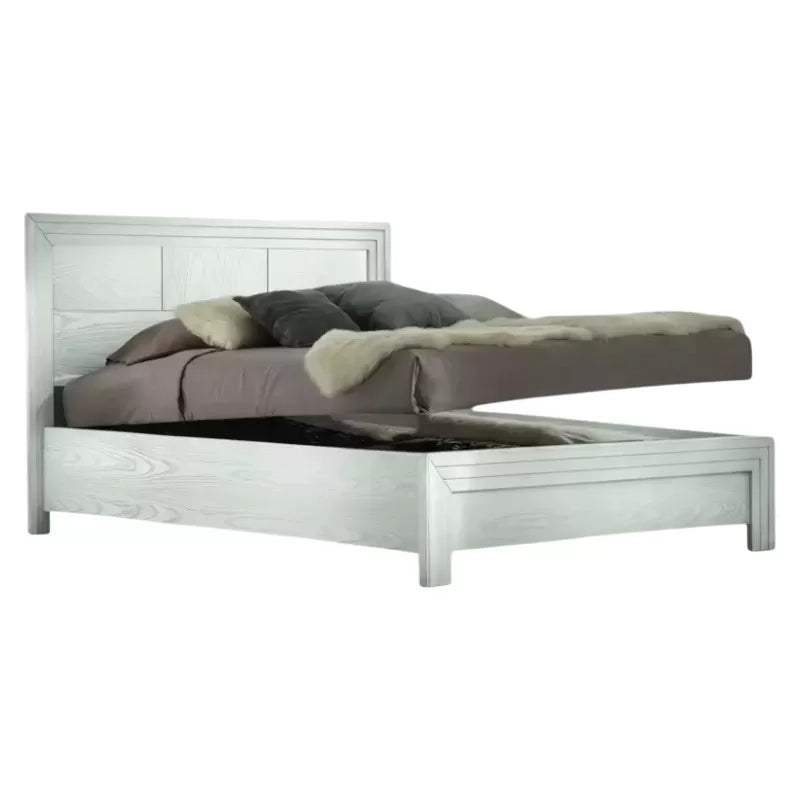 Letto matrimoniale shabby legno bianco frassino con contenitore 185x210x117 - Mobili 2G