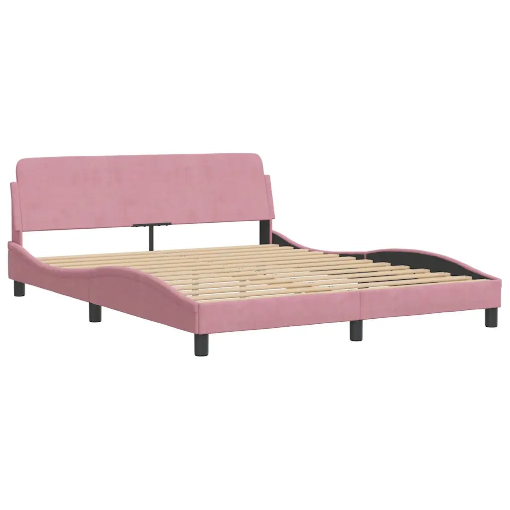 Giroletto con LED senza Materasso-Struttura Letto Hanko Rosa 160x200 cm in Velluto