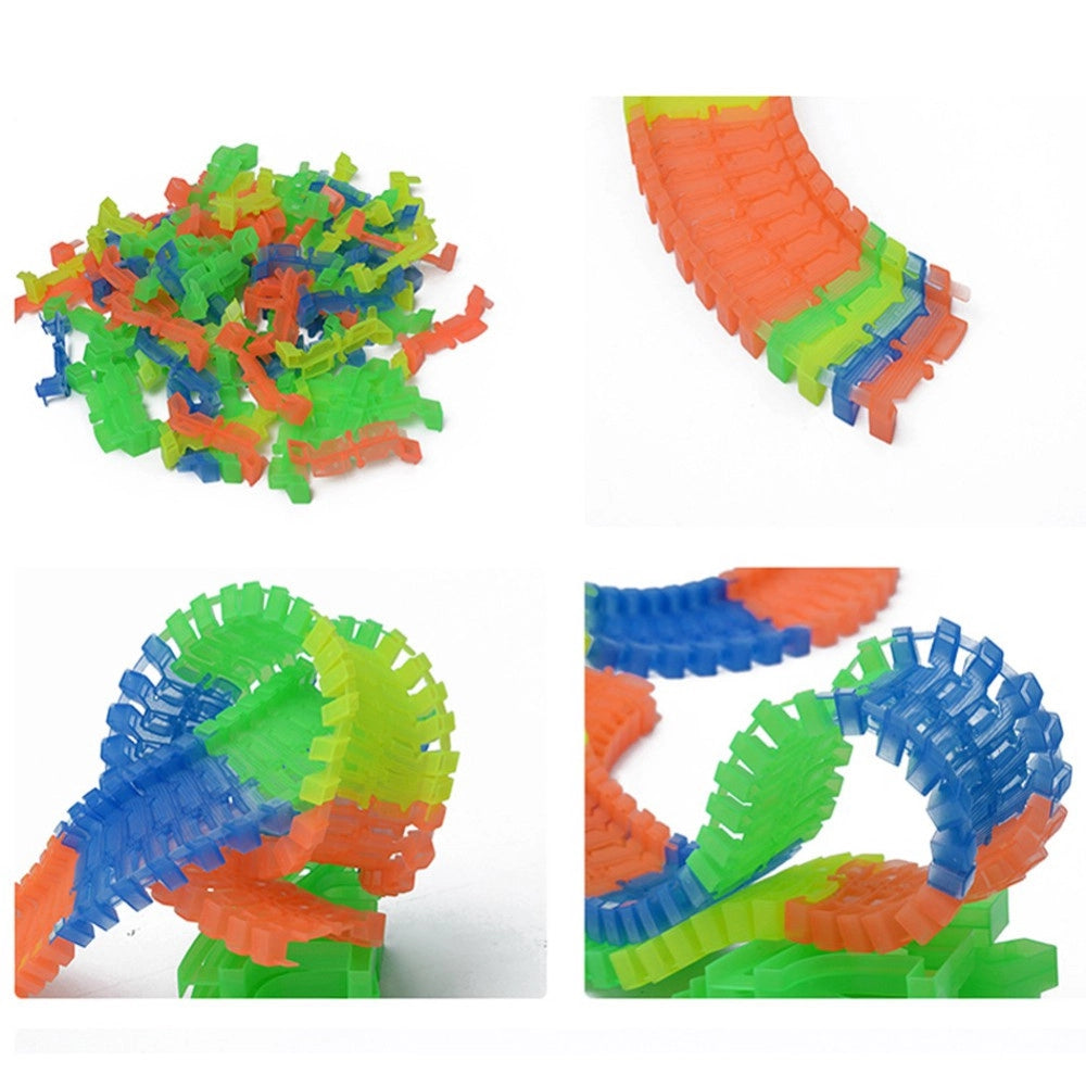 Trade Shop - Pista Magic Macchinine Flessibile Costruzioni Fluorescente Auto Con Luci Bambini -