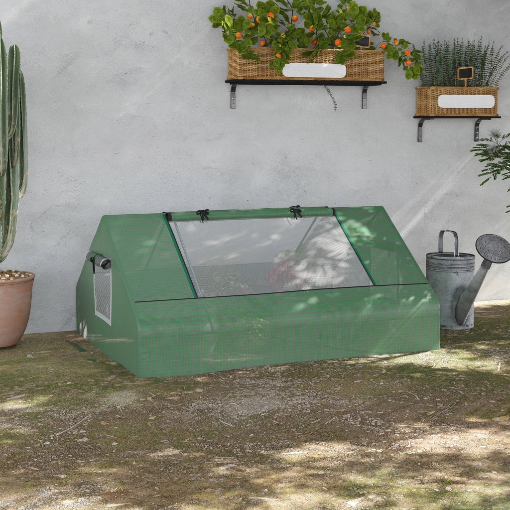 EasyComfort Serra da Giardino in Acciaio con Rivestimento in PE, Porte Avvolgibili e Finestre, 180x140x80cm, Verde