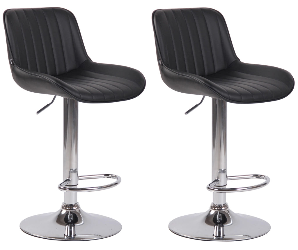 Set di 2 sgabelli da bar Lentini in similpelle nero,cromo