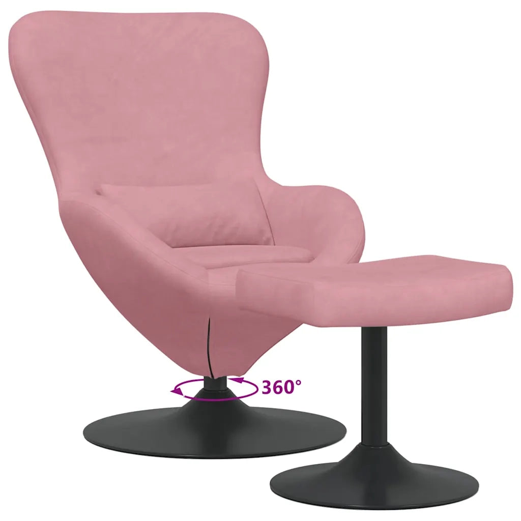 Sedia Egg con Pouf Rosa Velluto 42002748