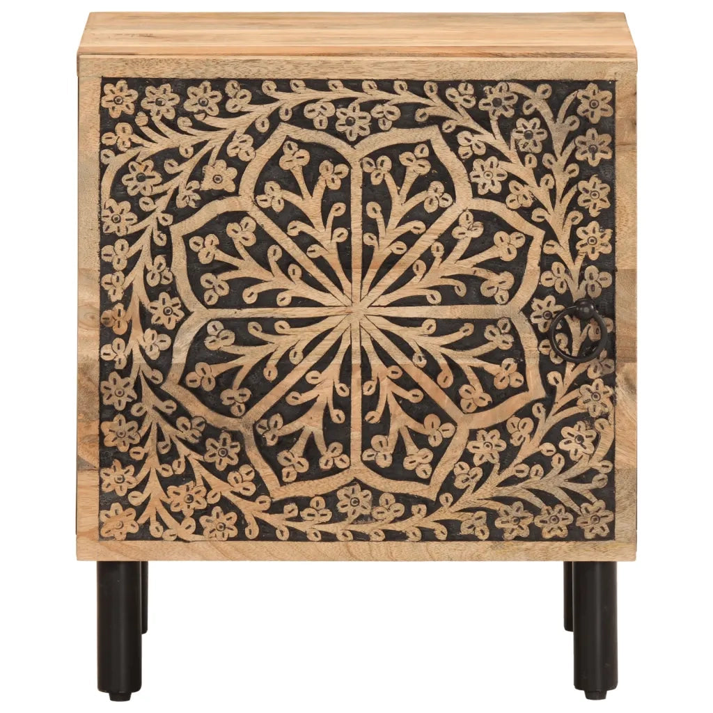 Comodini 2pz-Set di 2 Tavolino da notte 40x33x46 cm in Legno Massello di Mango 877397