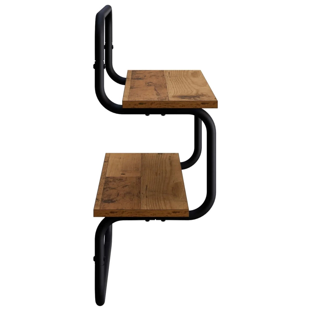 Mensola a muro a 2 livelli Legno antico 80 x 24,5 x 61 cm 8006101
