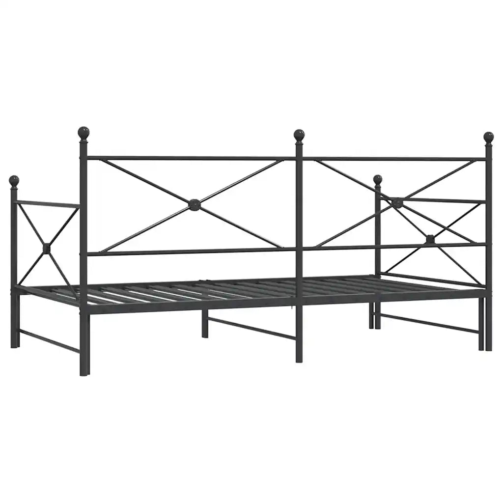Divano Letto Estraibile senza Materasso-Sofa Letto-Daybed Nero 100x200 cm Acciaio