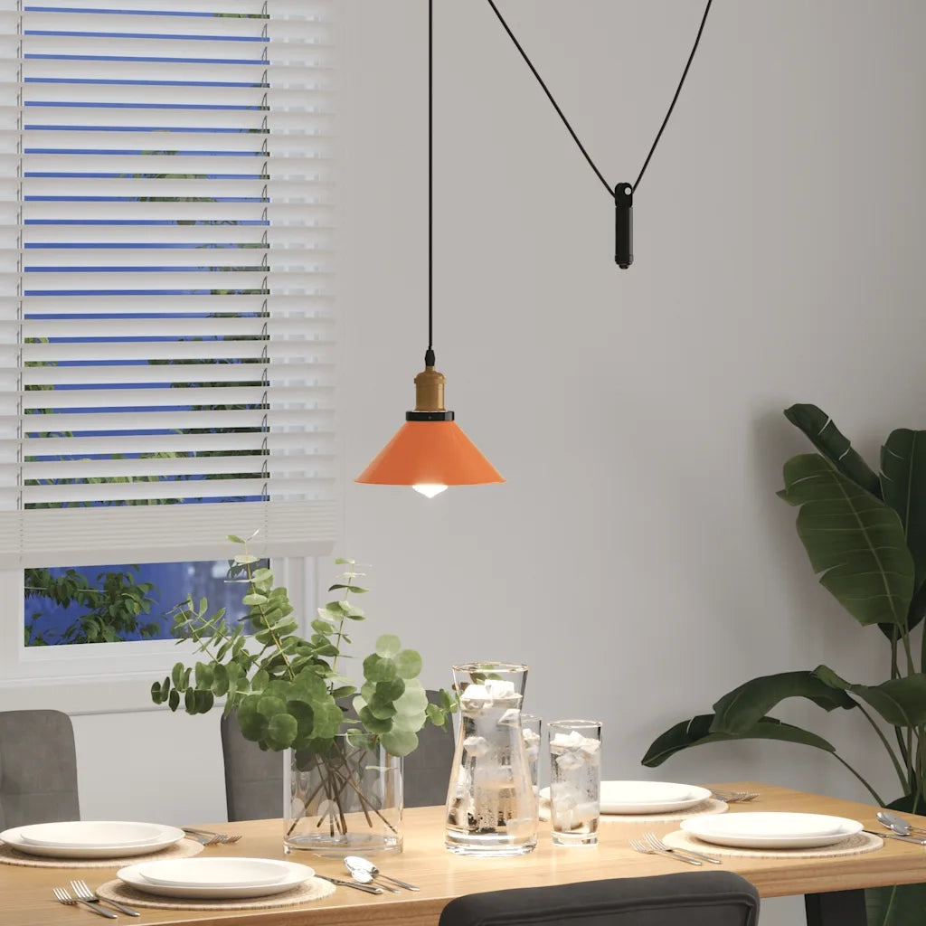 Lampada Sospensione Regolabile E27 Arancio Lucido Ø22cm Metallo 4103448