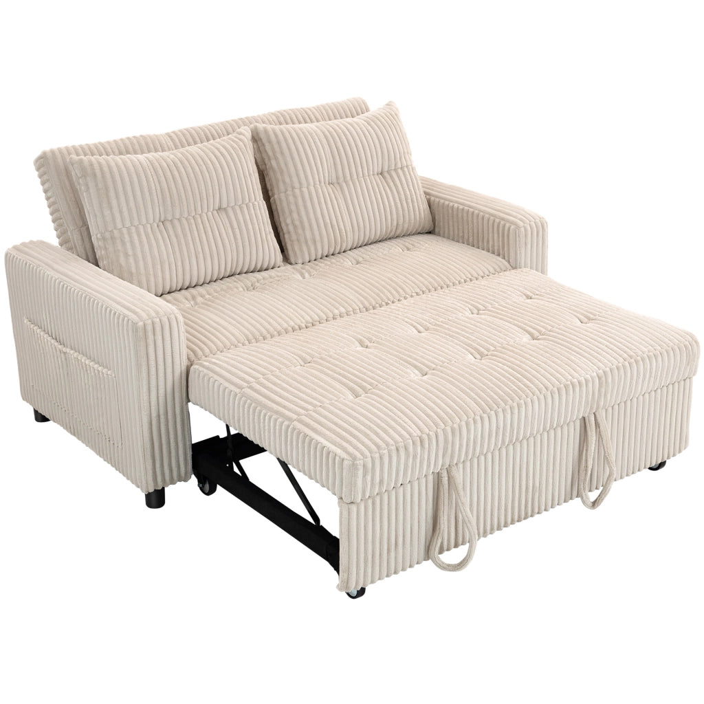 Divano letto 2 posti ¨C zephmum ¨C tessuto crema 157x190 cm